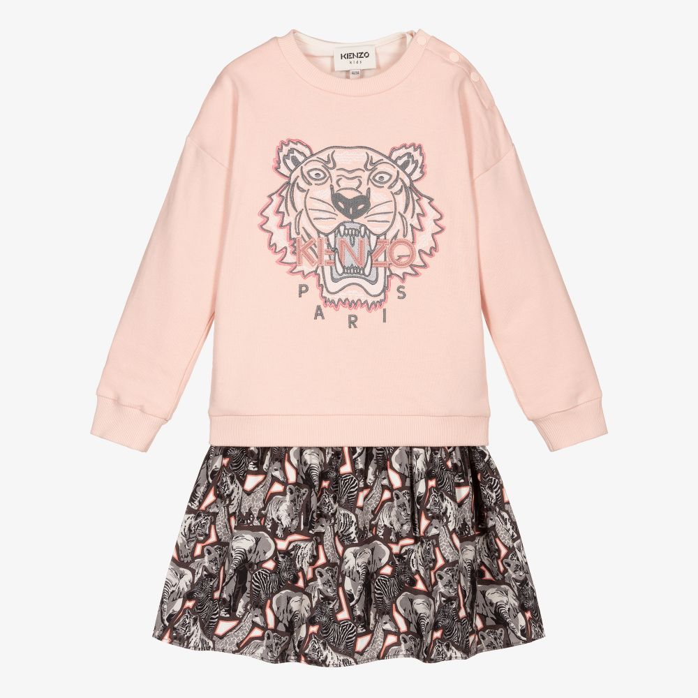 KENZO KIDS - Girls Pink Tiger Dress Set | Childrensalon