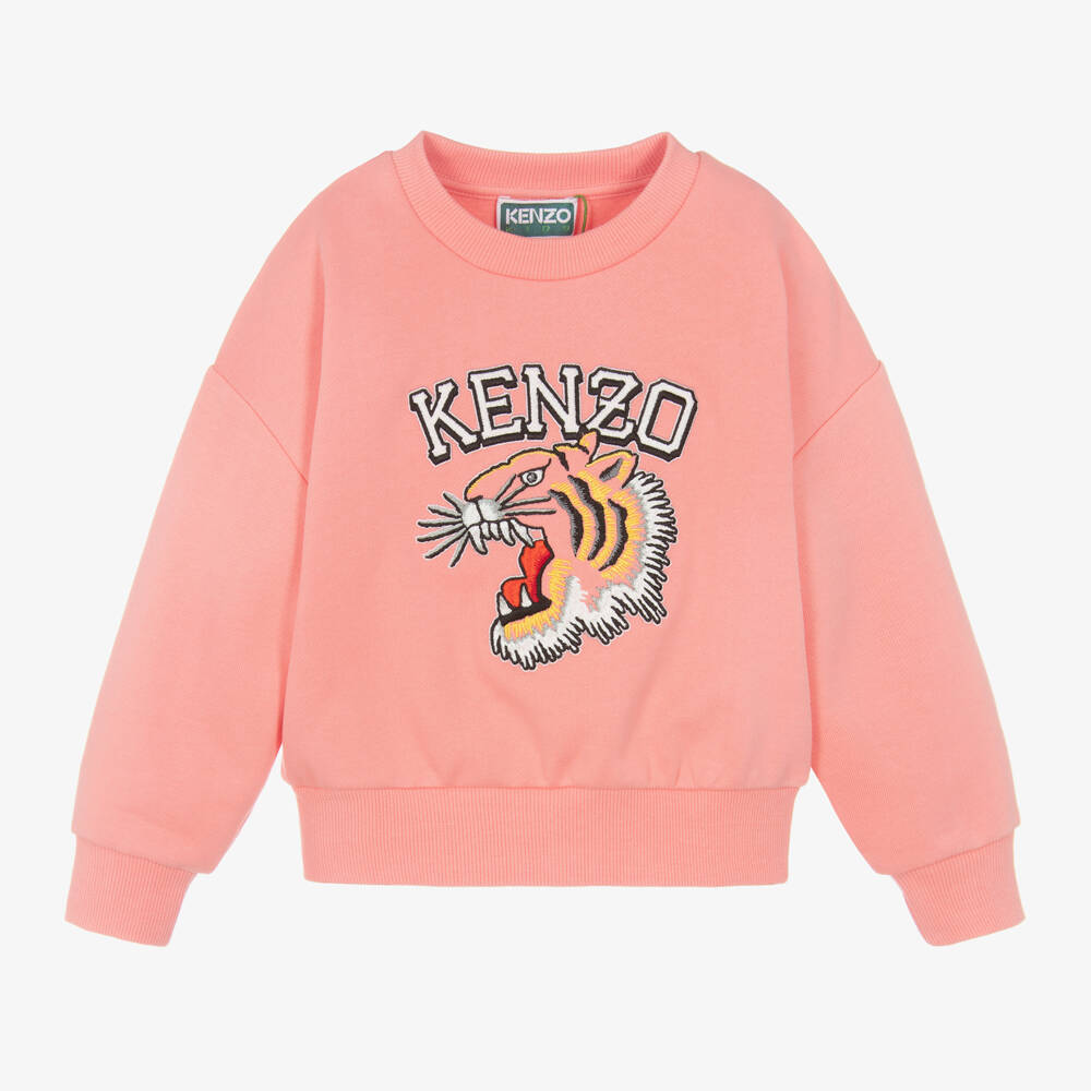 KENZO KIDS-Girls Pink Tiger Embroidered Sweatshirt | Childrensalon Outlet