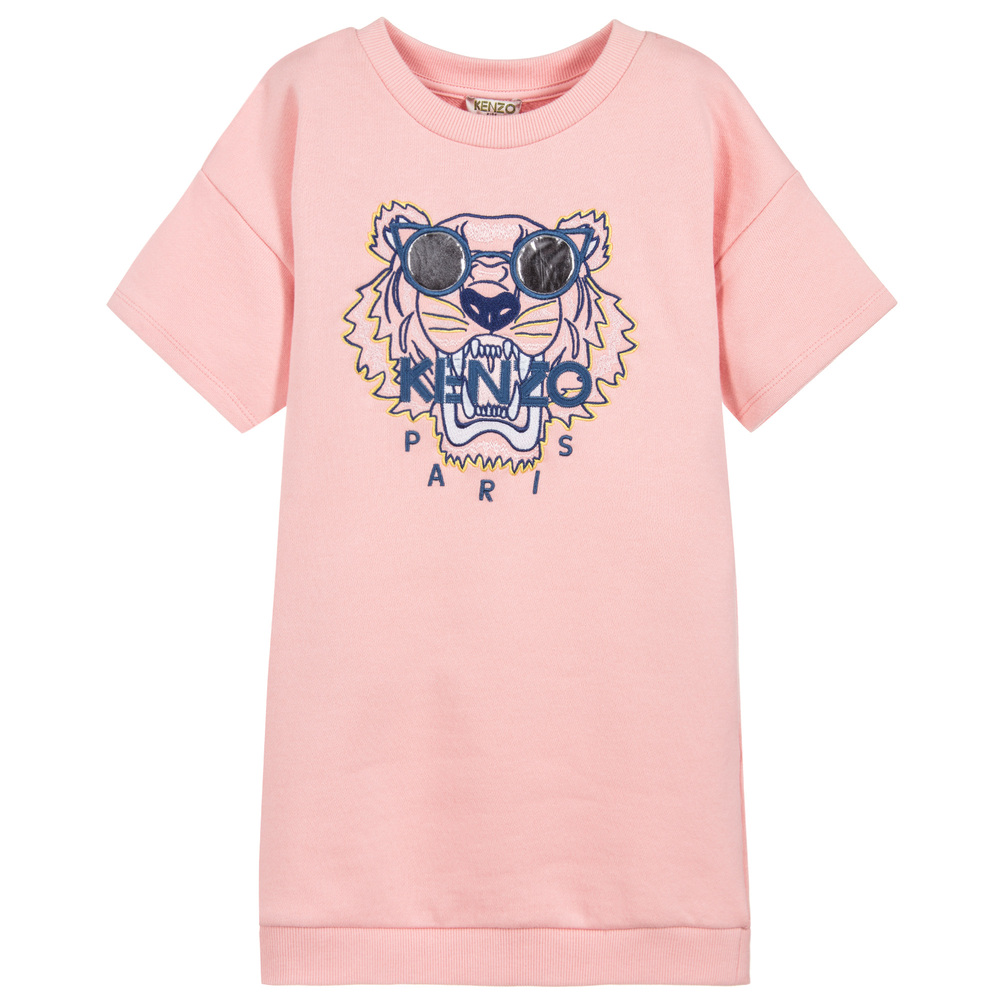 KENZO KIDS - Girls Pink Tiger Jersey Dress | Childrensalon