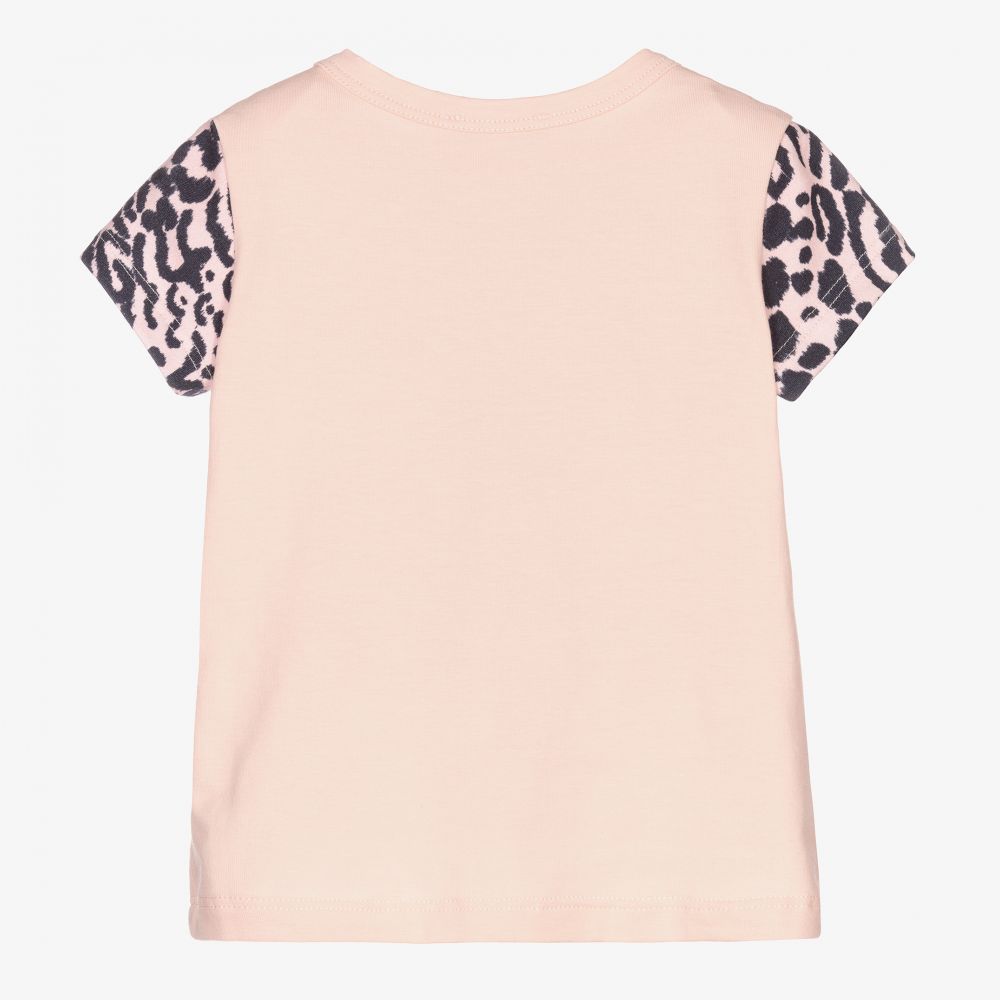 KENZO KIDS Girls Pink Tiger Logo T Shirt Childrensalon Outlet