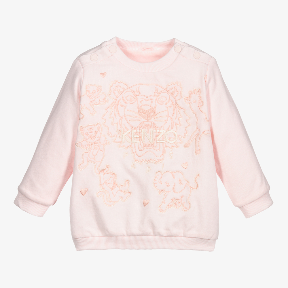 KENZO KIDS - Розовый свитшот с тигром для девочек | Childrensalon