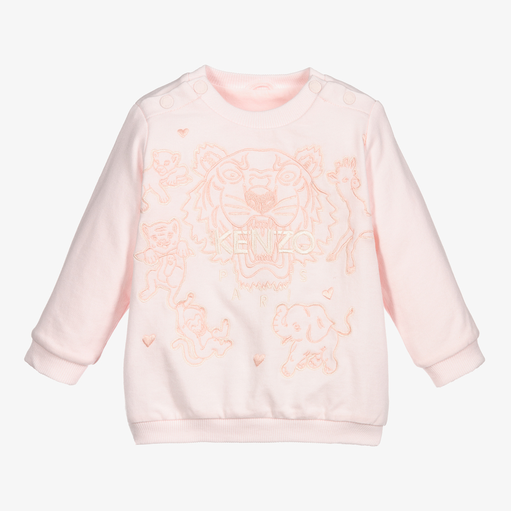 KENZO KIDS - Girls Pink Tiger Sweatshirt | Childrensalon