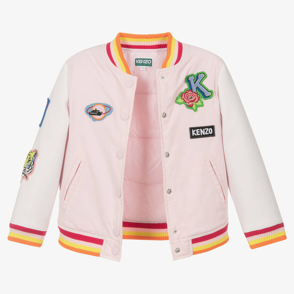 KENZO KIDS-Girls Pink Varsity Jacket | Childrensalon Outlet