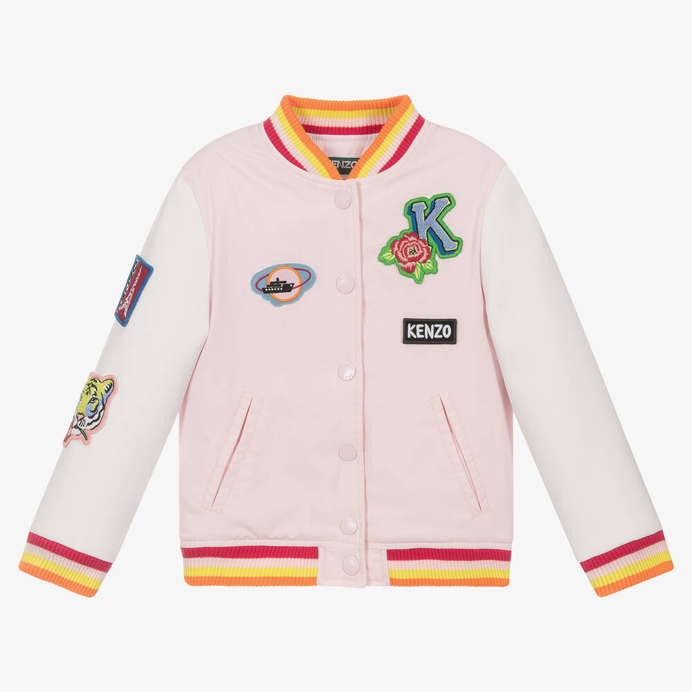 KENZO KIDS - Girls Pink Varsity Jacket | Childrensalon