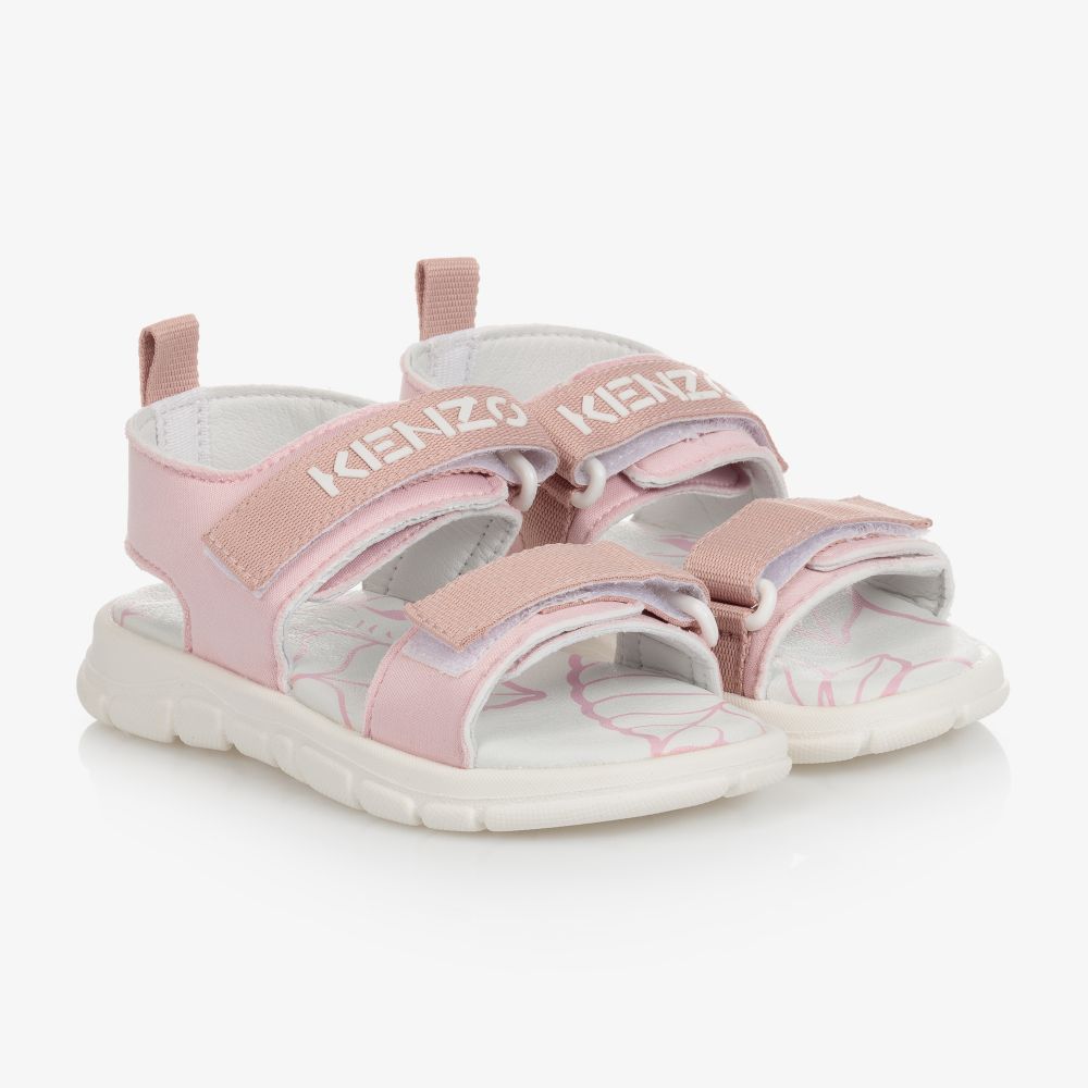 KENZO KIDS - Girls Pink Velcro Sandals | Childrensalon