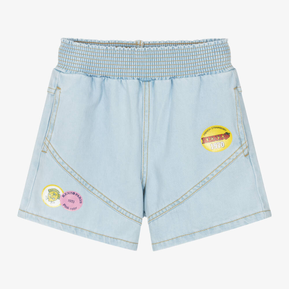 KENZO KIDS-Girls Playful Blue Cotton Shorts | Childrensalon Outlet