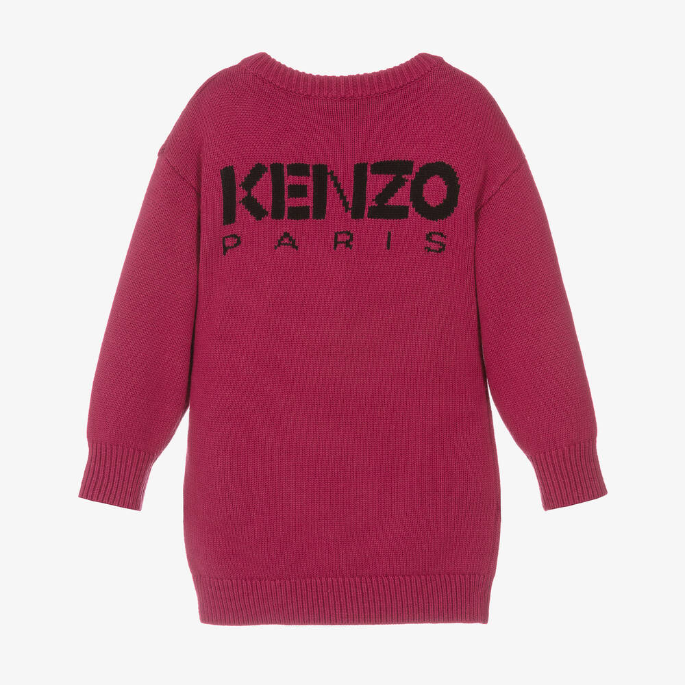 KENZO KIDS-Girls Purple Knit Boke Flower Dress | Childrensalon Outlet