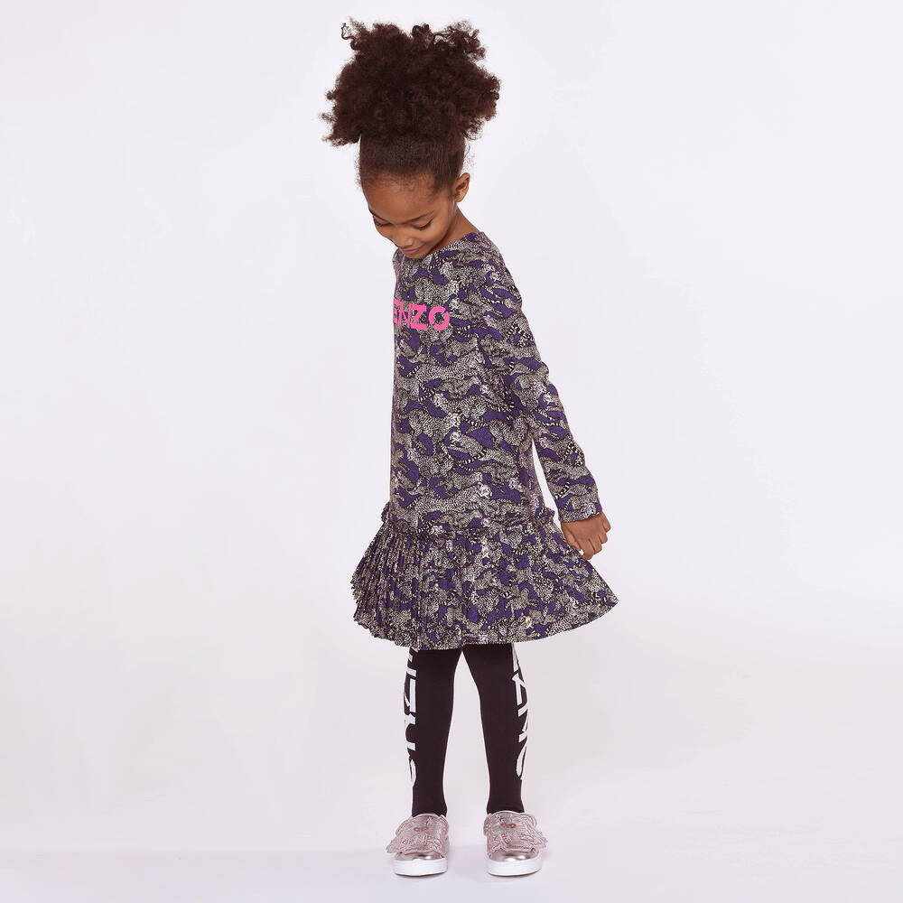 KENZO KIDS-Girls Purple Viscose Dress | Childrensalon Outlet