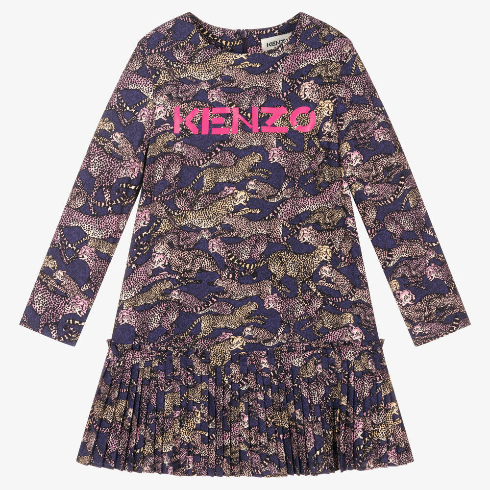 KENZO KIDS - Girls Purple Viscose Dress | Childrensalon