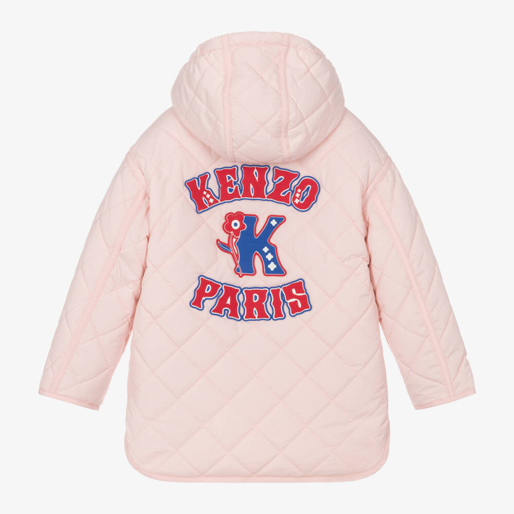 KENZO KIDS-Girls Quilted Pink Floral Jacket | Childrensalon Outlet