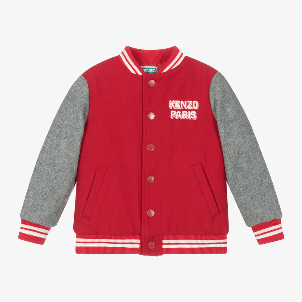 KENZO KIDS-Girls Red and Grey Varsity Bomber | Childrensalon Outlet