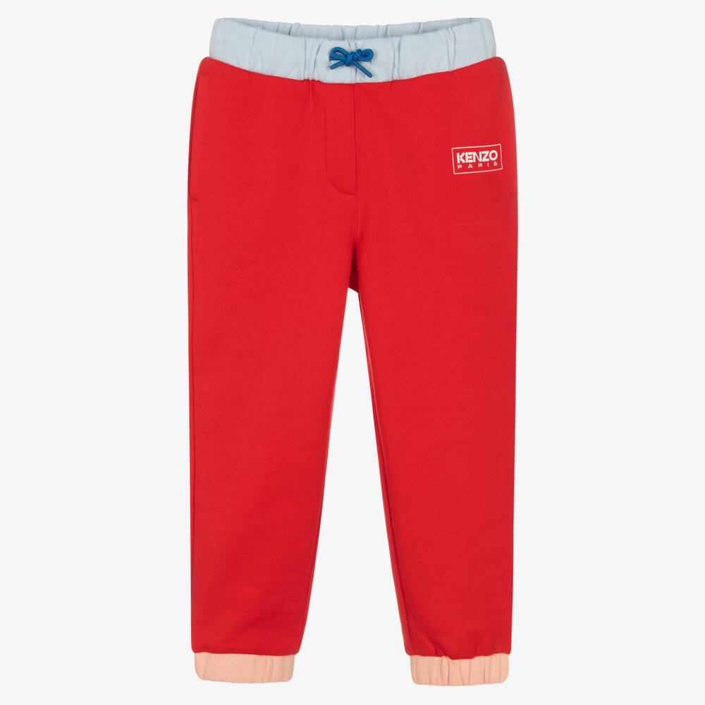 KENZO KIDS - Girls Red Cotton Box Joggers | Childrensalon