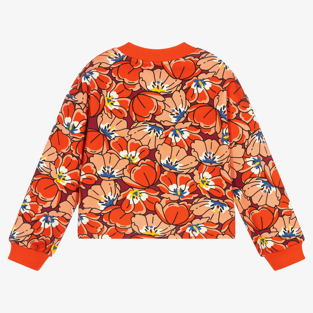 KENZO KIDS-Girls Red Cotton Floral Sweatshirt | Childrensalon Outlet