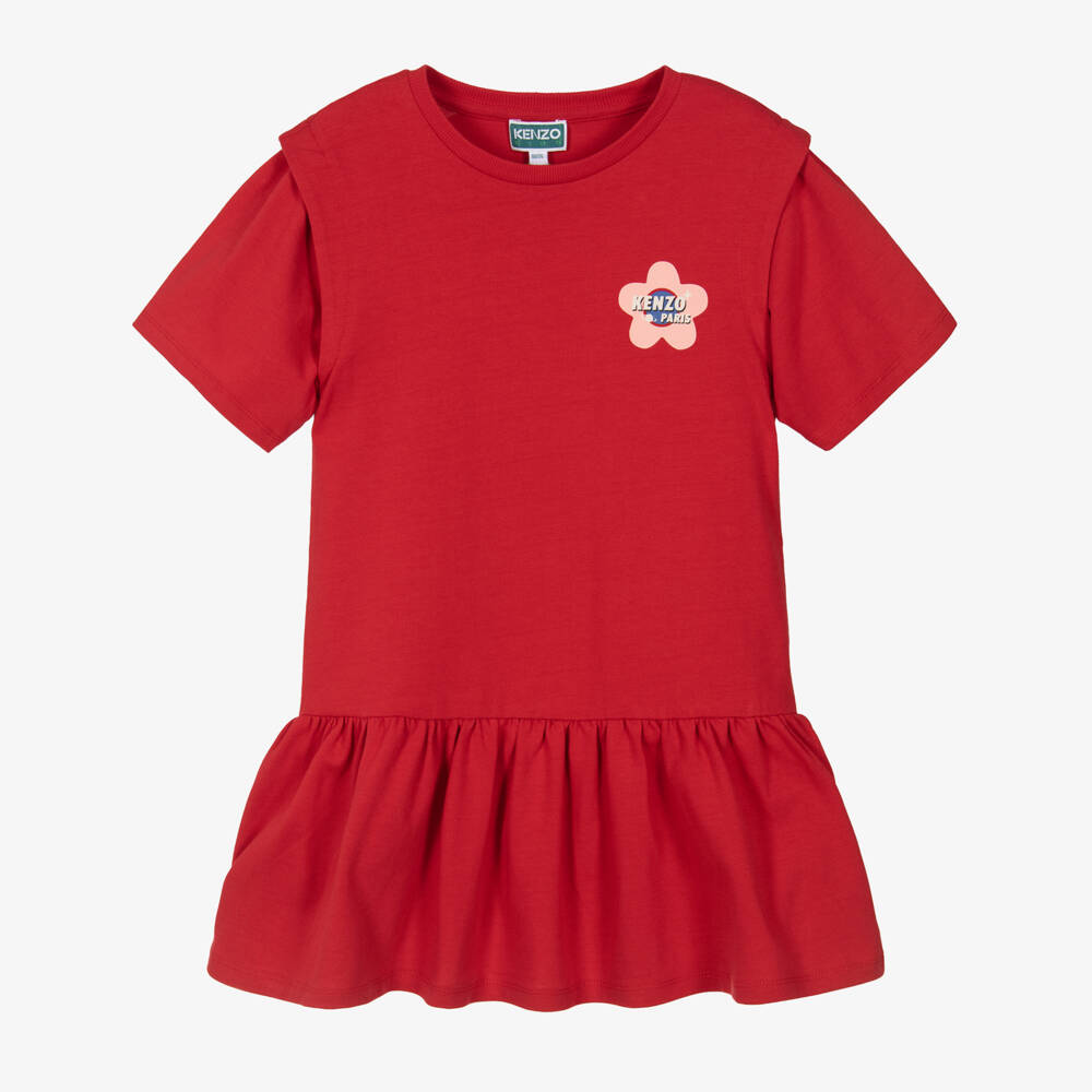 KENZO KIDS-Girls Red Cotton Jersey Planet Boke Dress | Childrensalon Outlet