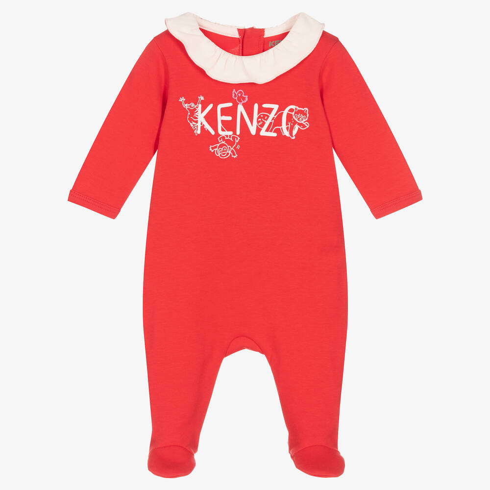 KENZO KIDS-Girls Red Cotton Ruffle Babygrow | Childrensalon Outlet