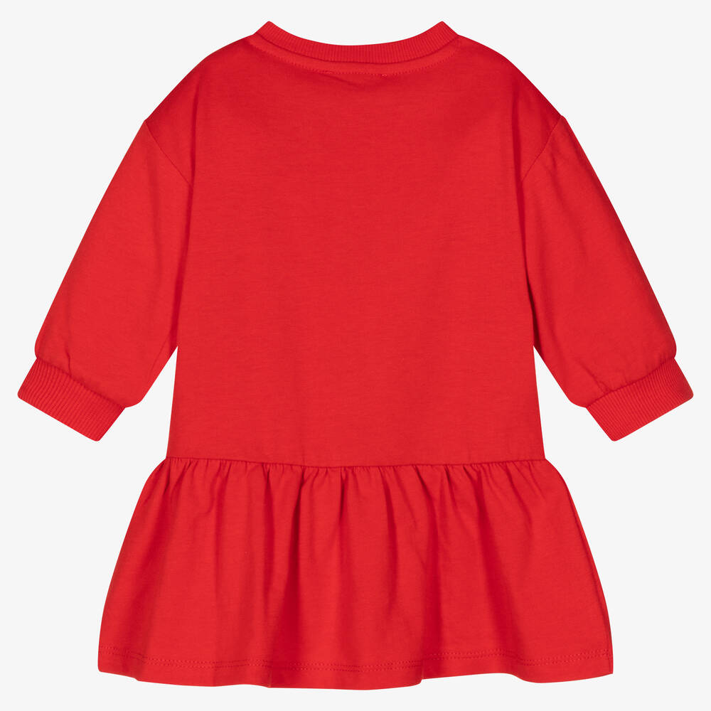 KENZO KIDS-فستان أطفال بناتي قطن عضوي لون أحمر | Childrensalon Outlet