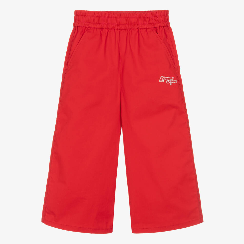 KENZO KIDS-Girls Red Dragon Cotton Trousers | Childrensalon Outlet