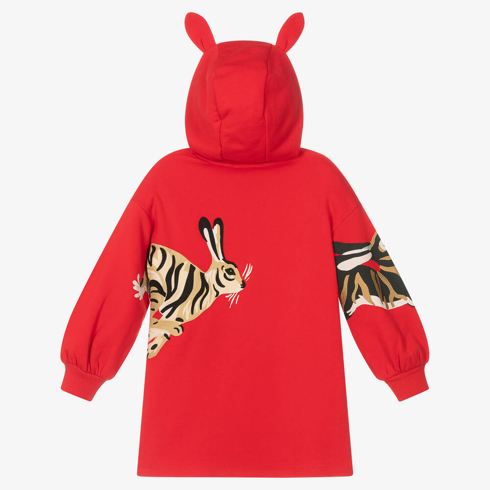KENZO KIDS Robe sweat rouge a capuche fille Childrensalon Outlet