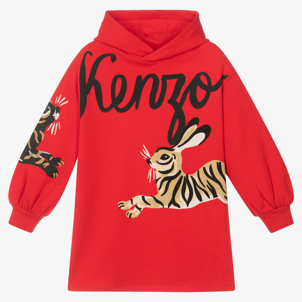 KENZO KIDS-Красное платье-свитшот с капюшоном | Childrensalon Outlet