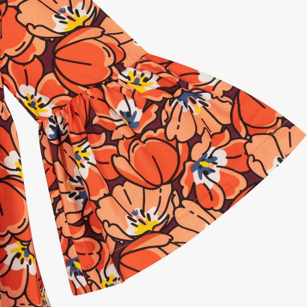 KENZO KIDS-Красная блуза из лиоцелла с цветами для девочек | Childrensalon Outlet