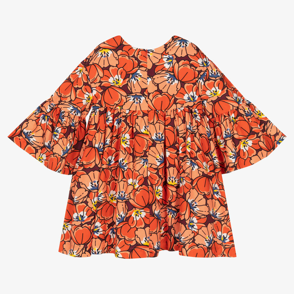 KENZO KIDS-Girls Red Lyocell Floral Dress | Childrensalon Outlet