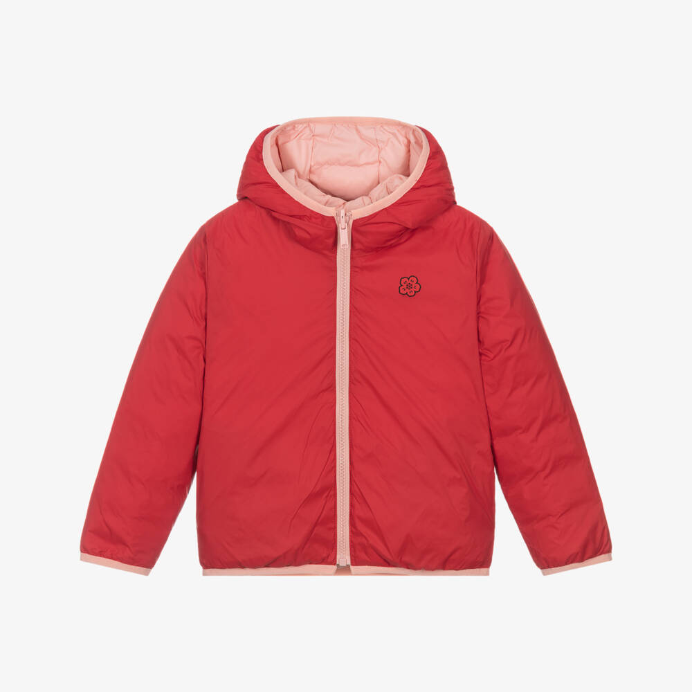 KENZO KIDS-Girls Red & Pink Reversible Down Filled Jacket | Childrensalon Outlet