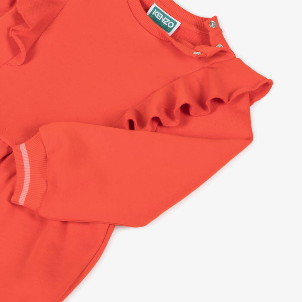 KENZO KIDS-Girls Red Ruffle Cotton Dress | Childrensalon Outlet