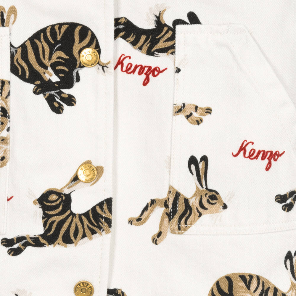 KENZO KIDS-Girls Red Top & Ivory Rabbit Dress Set | Childrensalon Outlet