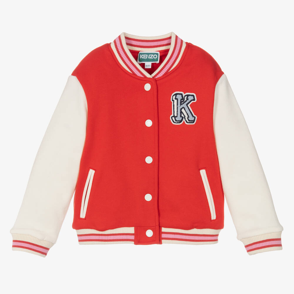 KENZO KIDS - Girls Red Varsity Tiger Baseball Jacket | Childrensalon
