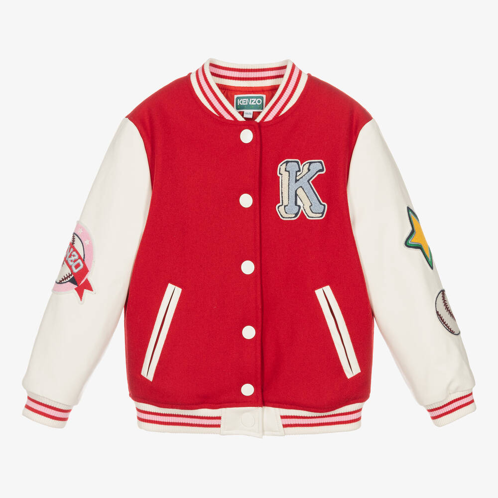 KENZO KIDS-Girls Red Varsity Tiger Bomber Jacket | Childrensalon Outlet