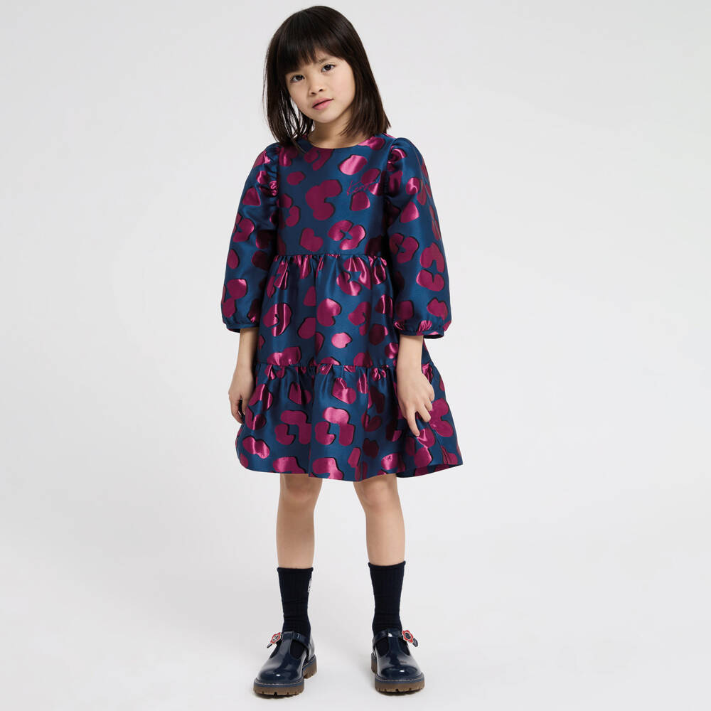 KENZO KIDS-Girls Satin Leopard Print Dress | Childrensalon Outlet