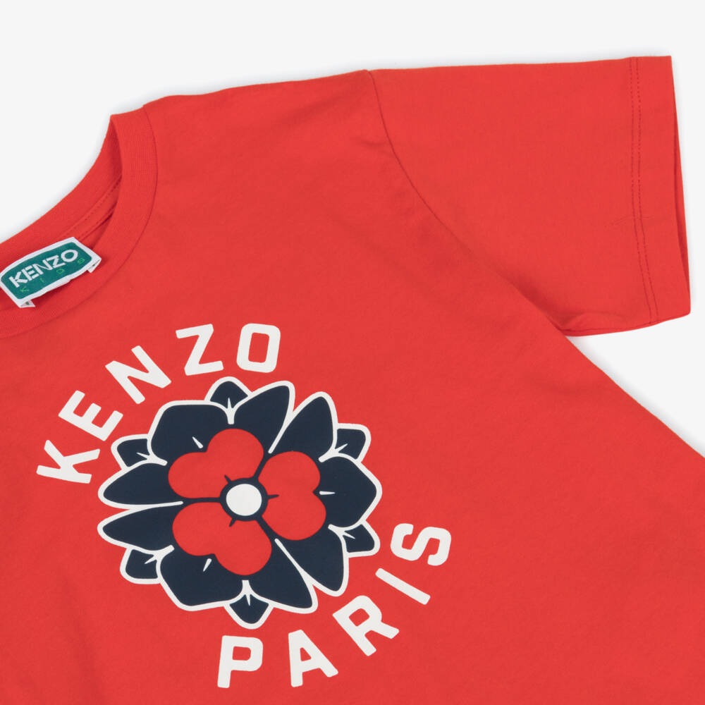 KENZO KIDS-Girls Scarlet Blossom Logo Tee | Childrensalon Outlet