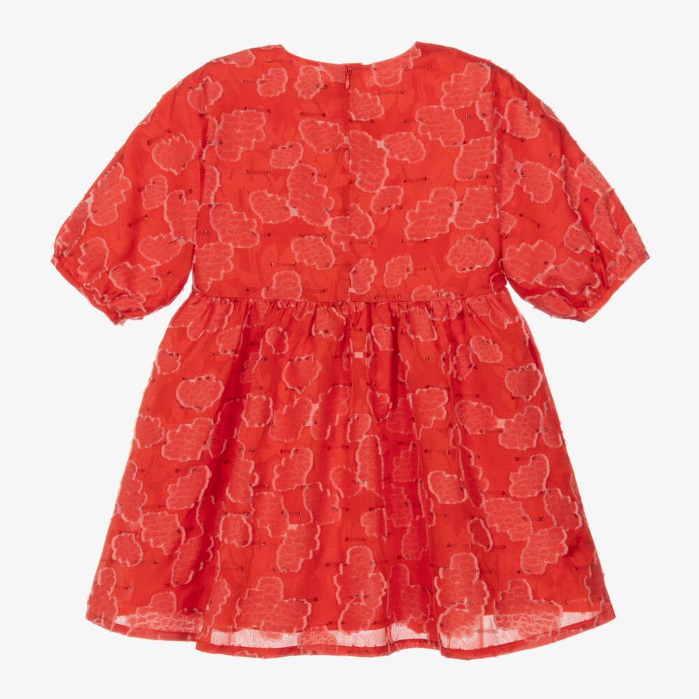 KENZO KIDS-Girls Scarlet Floral Jacquard Dress | Childrensalon Outlet