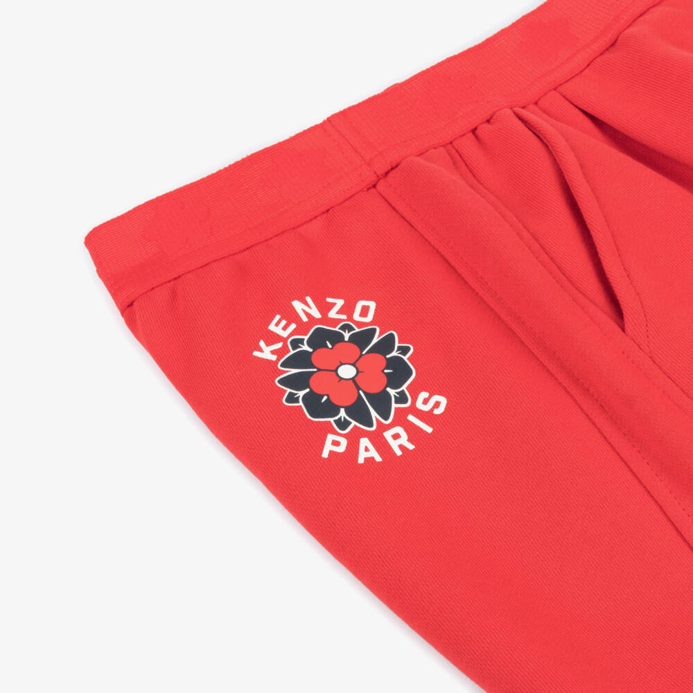 KENZO KIDS-Girls Scarlet Floral Logo Jersey Shorts | Childrensalon Outlet