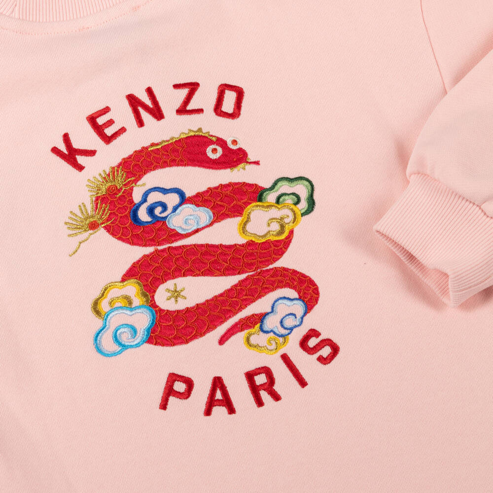 KENZO KIDS-Girls Serpent Pink Cotton Sweater Dress | Childrensalon Outlet