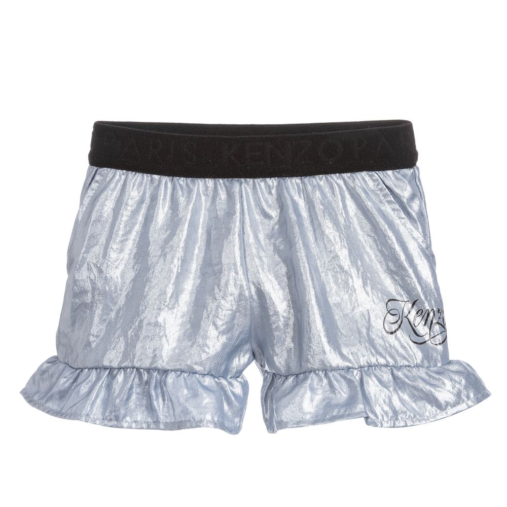 KENZO KIDS - Girls Silver Logo Shorts | Childrensalon