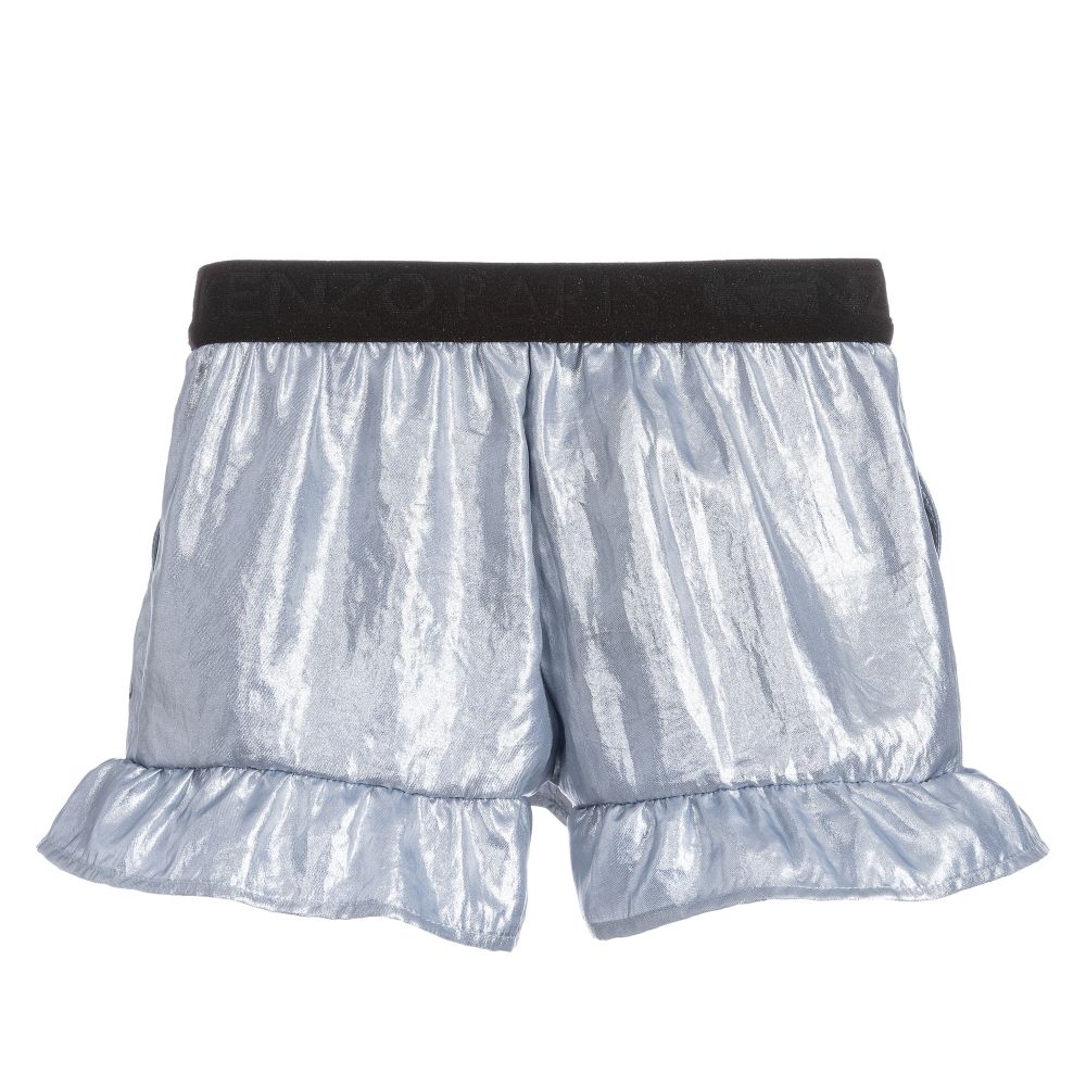KENZO KIDS-Girls Silver Logo Shorts | Childrensalon Outlet