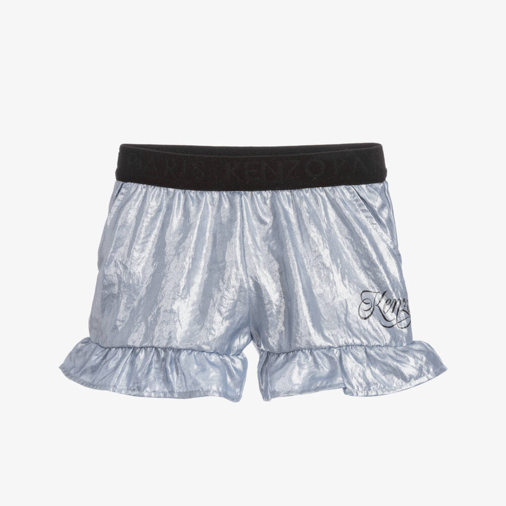 KENZO KIDS-Girls Silver Logo Shorts | Childrensalon Outlet