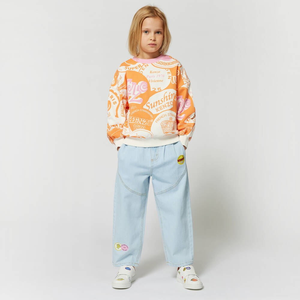 KENZO KIDS-Girls Soft Blue Denim Trousers | Childrensalon Outlet