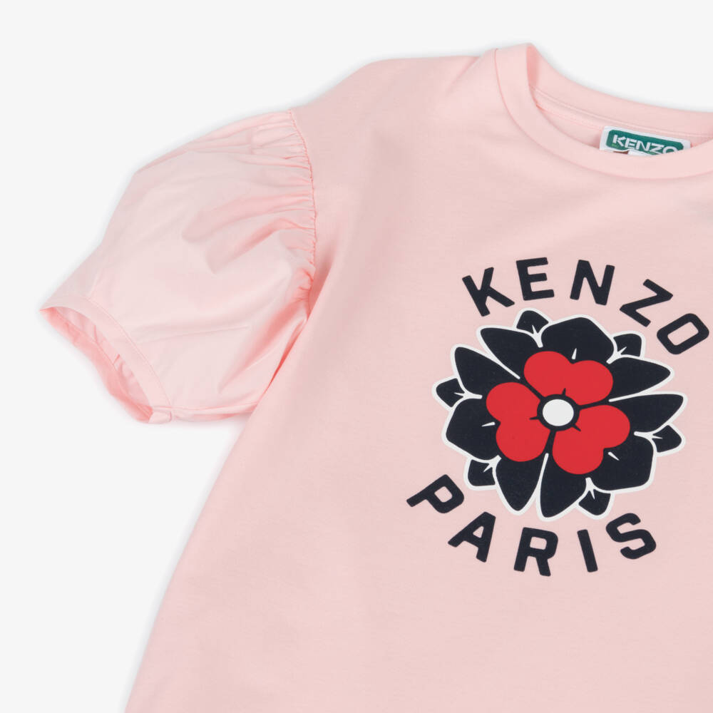 KENZO KIDS-Girls Soft Pink Floral Dress | Childrensalon Outlet