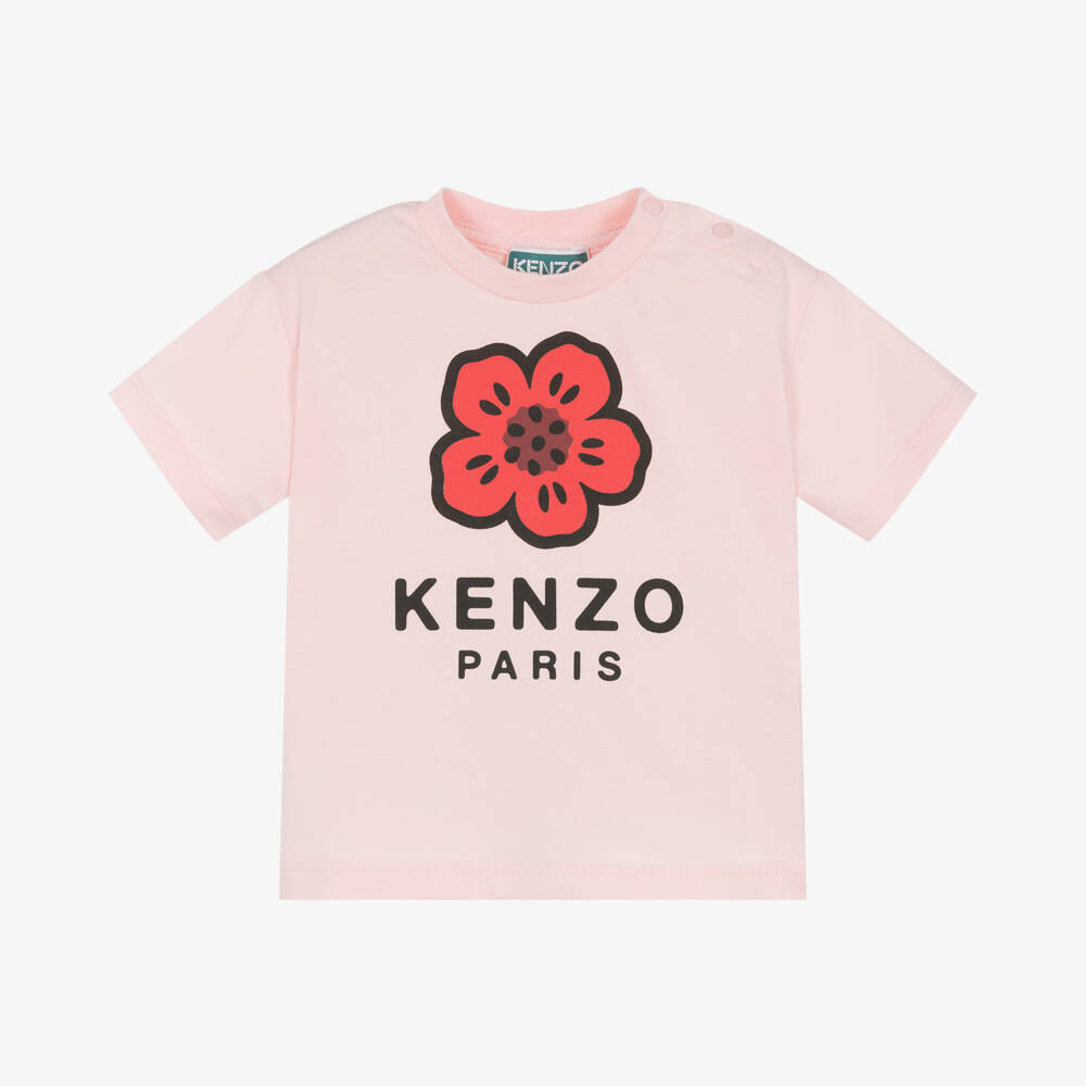 KENZO KIDS-Girls Soft Pink Floral Tee | Childrensalon Outlet
