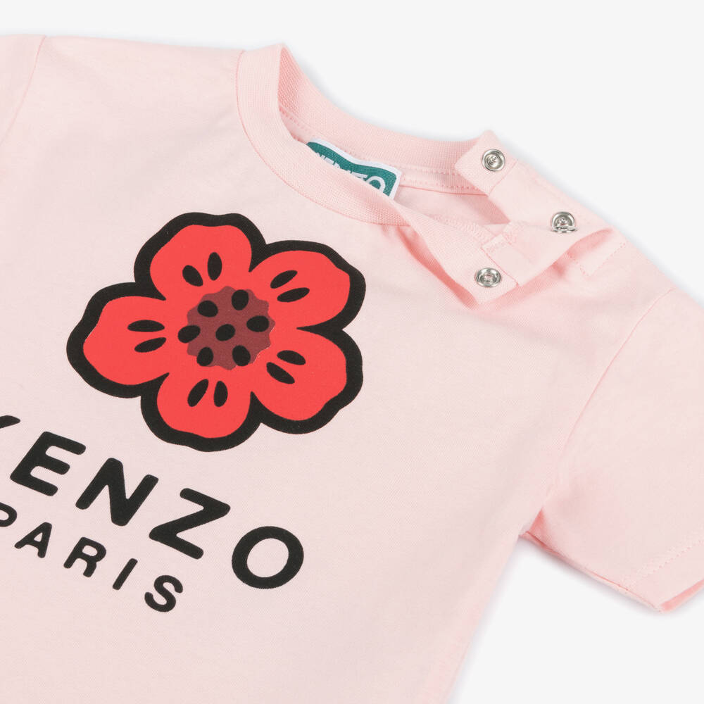 KENZO KIDS-Girls Soft Pink Floral Tee | Childrensalon Outlet