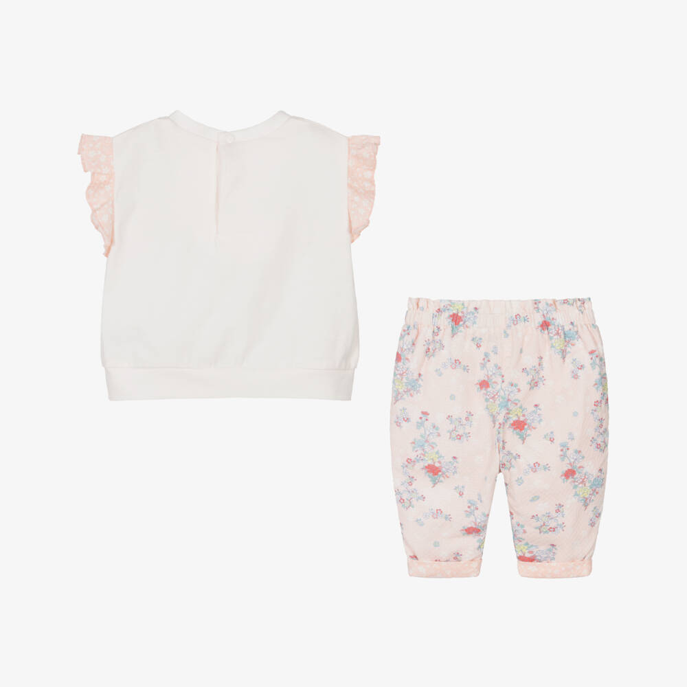 KENZO KIDS-Girls Soft Pink Floral Trousers Set | Childrensalon Outlet