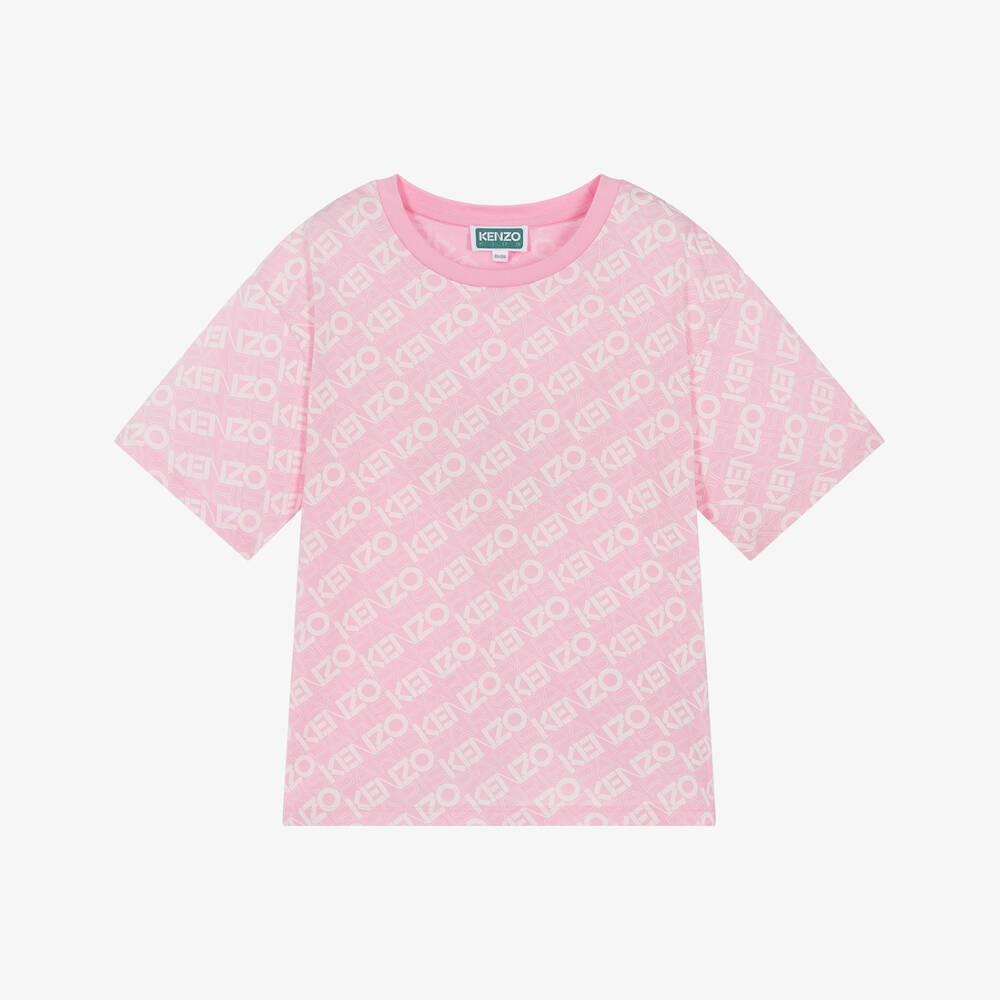 KENZO KIDS-Girls Soft Pink Logo Tee | Childrensalon Outlet