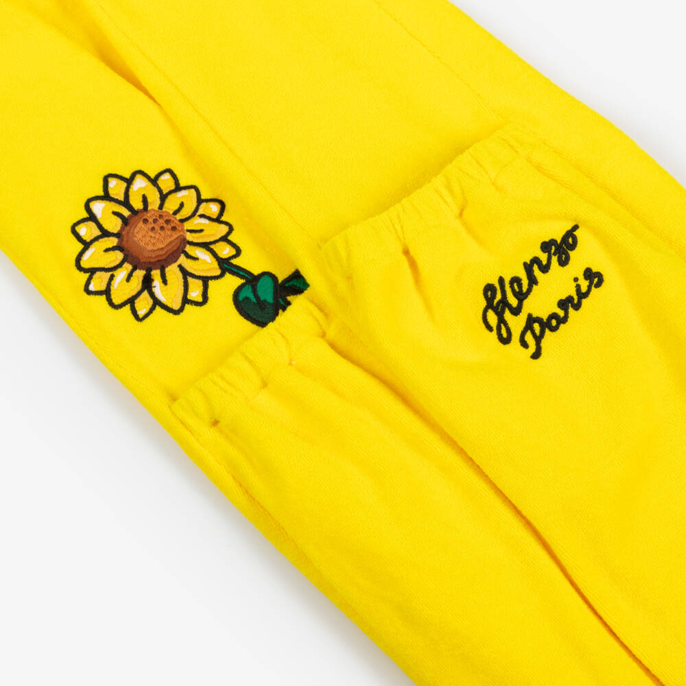KENZO KIDS-Girls Sunflower Yellow Terry Dress | Childrensalon Outlet