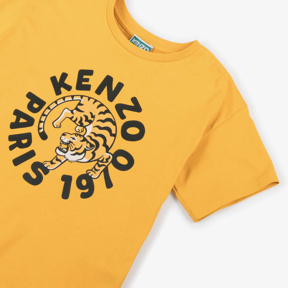 KENZO KIDS-Girls Vibrant Tiger Tee in Yellow | Childrensalon Outlet