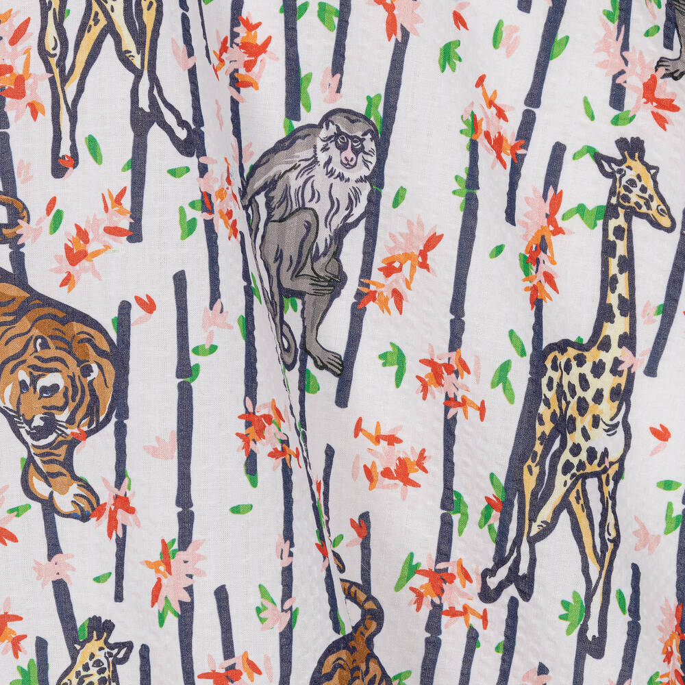 KENZO KIDS-Girls White Cotton Bamboo Print Dress | Childrensalon Outlet