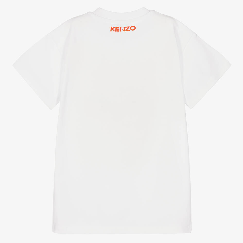 KENZO KIDS-Girls White Cotton Graphic Dress | Childrensalon Outlet