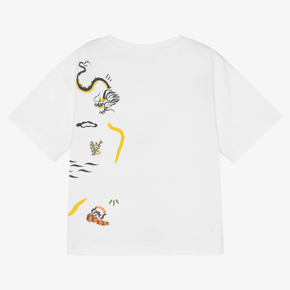 KENZO KIDS-Girls White Cotton KOTORA Map T-Shirt | Childrensalon Outlet