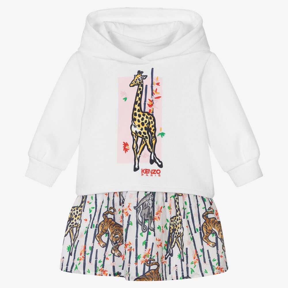 KENZO KIDS - Ensemble robe blanc en coton fille | Childrensalon